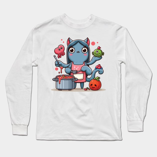 Cooking monster mama Long Sleeve T-Shirt by Pigxel 